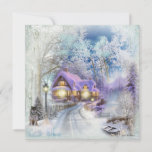 Fantasy Winter Navidad Cottage<br><div class="desc">Fantasía Navidades de invierno Tarjeta de vacaciones en cabaña. Arte de Tyra</div>