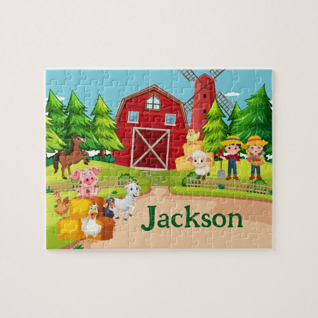 Farm Animal Child Name Puzzle (Horizontal)