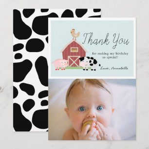 Farm Animals Barnyard Blue Birthday Tarjeta de agr