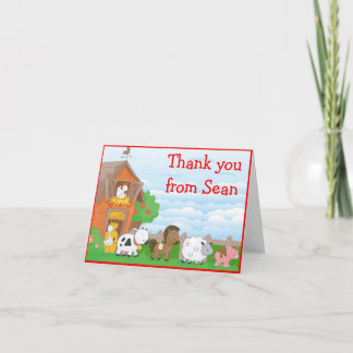 Farm Barn Animals Birthday Gracias Tarjeta de Nota