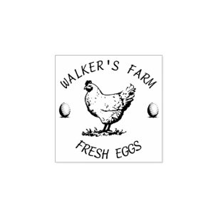 Farmhouse Hen   Sello de goma de huevo personaliza