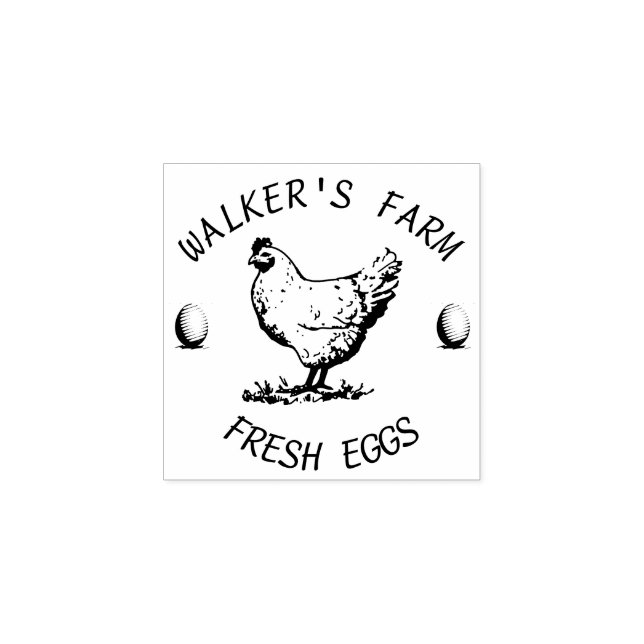 Farmhouse Hen | Sello de goma de huevo personaliza (Impresión)