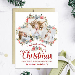 Farmhouse Poinsettia 3 tarjeta magnética de Collag