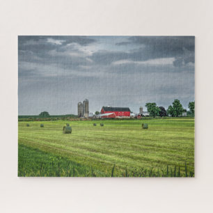 Farms Red Barn & Silo in Spring Jigsaw Puzzle