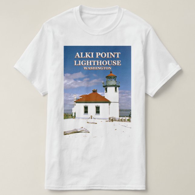 Faro Alki Point, camiseta de Seattle Washington (Diseño del anverso)