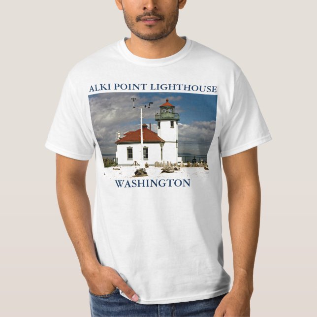 Faro Alki Point, camiseta de Seattle Washington (Anverso)