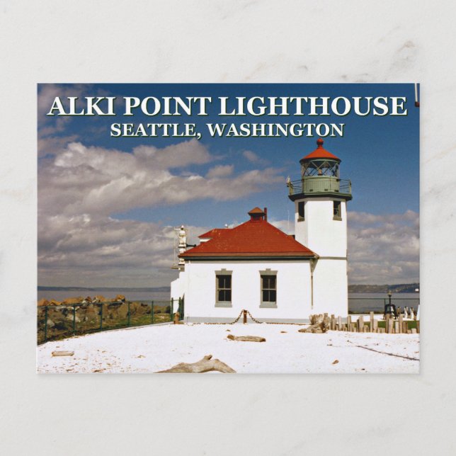 Faro Alki Point, postal de Seattle Washington (Anverso)