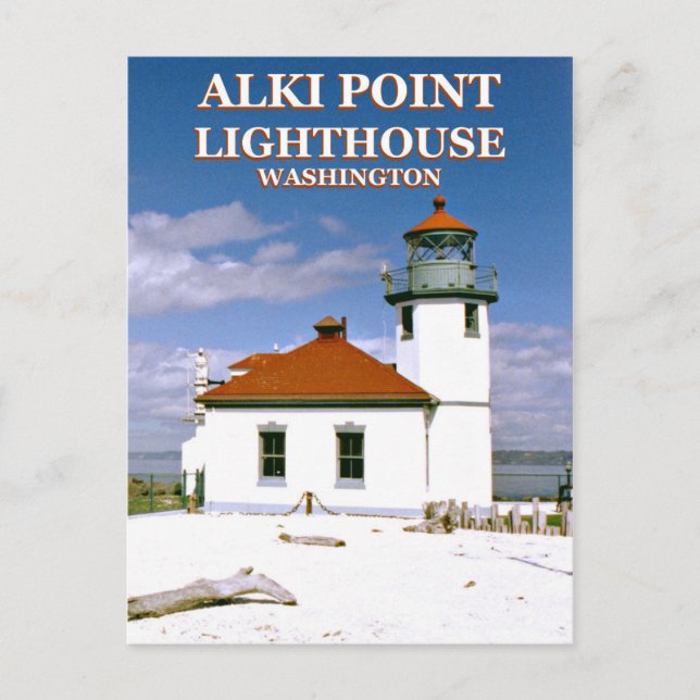 Faro Alki Point, postal de Seattle Washington (Anverso)