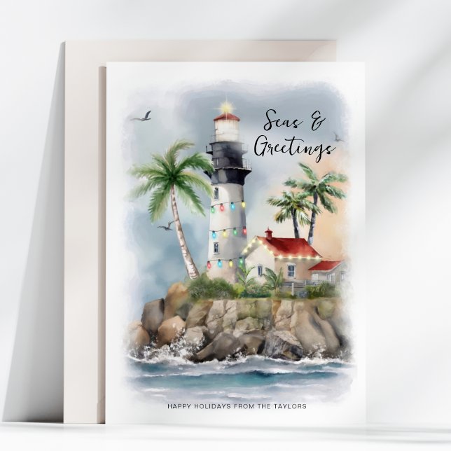 Faro Árbol de Palma Mar Navidad Costera (Subido por el creador)