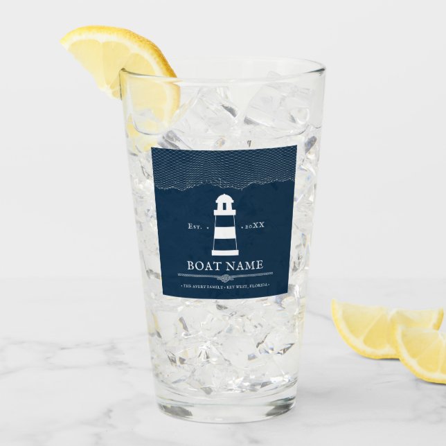 Faro azul náutico personalizado (Anverso (hielo))