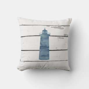 Faro azul pintando Cojín decorativo náutico