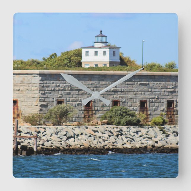 Faro Clark's Point, Mass. Reloj de pared cuadrado (Anverso)