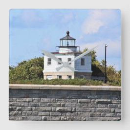 Faro Clark's Point, Mass. Reloj de pared cuadrado