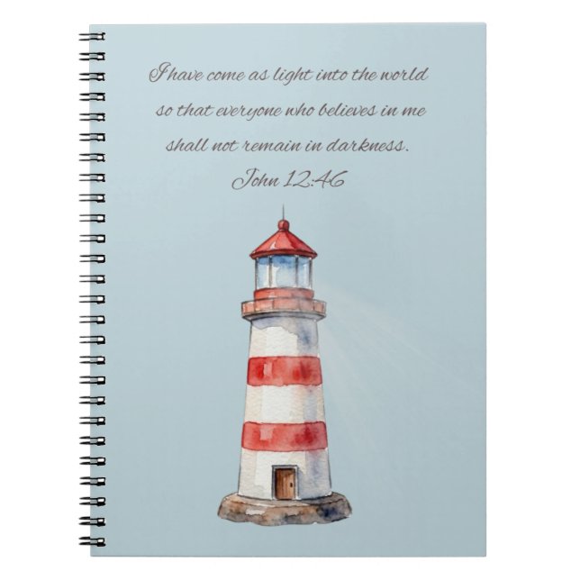 Faro con John 12:46 Cuaderno (Frente)