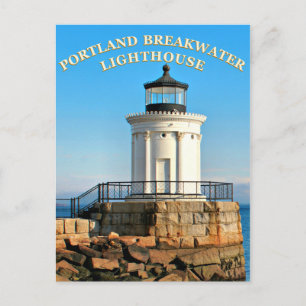 Faro de aguas residuales de Portland, postal Mainc