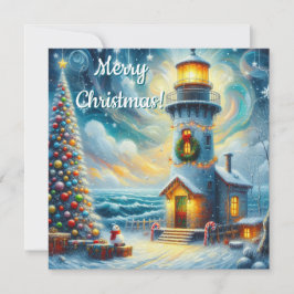 Faro de árbol de navidad azul costero náutico