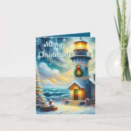 Faro de árbol de navidad azul costero náutico