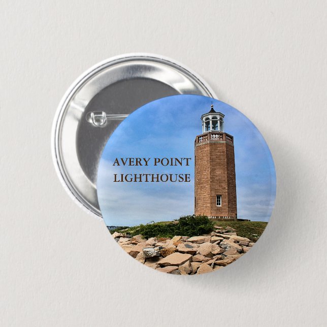 Faro de Avery Point, botón de clavija de Connectic (Anverso y reverso)