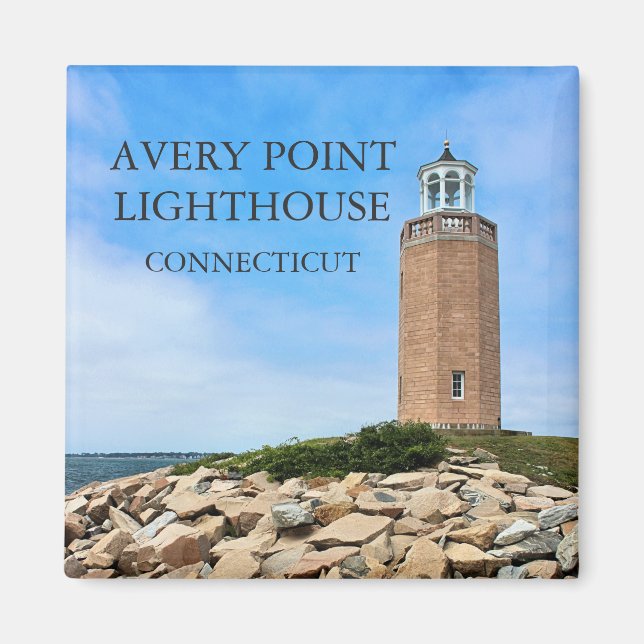 Faro de Avery Point, imán de Connecticut Square (Frente)