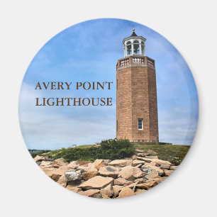 Faro de Avery Point, imán redondo de Connecticut