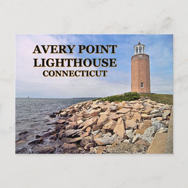Faro de Avery Point, tarjeta postal de Connecticut (Anverso)