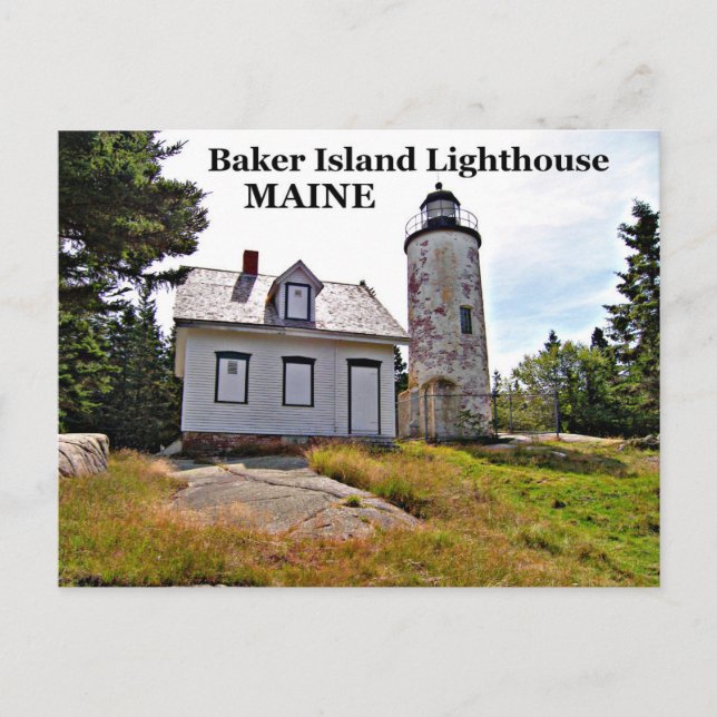 Faro de Baker Island, postal Maine (Anverso)
