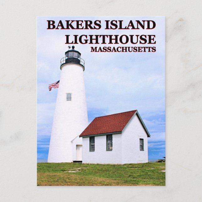 Faro de Bakers Island, postal de Massachusetts (Anverso)