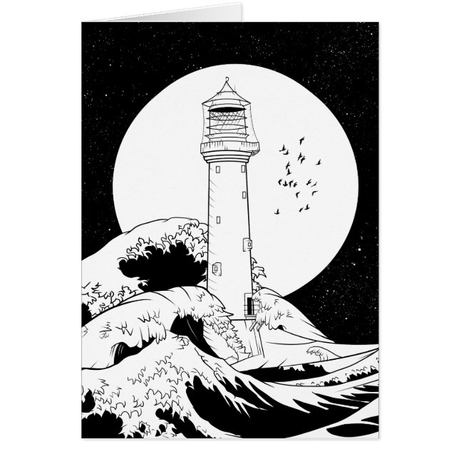 Faro de Bell Rock blanco y negro (Frente)