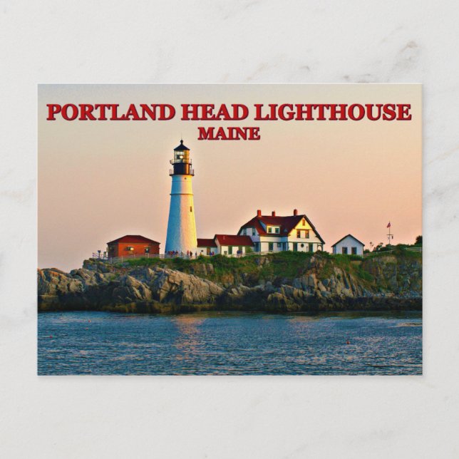 Faro de cabeza de Portland, postal Maine (Anverso)