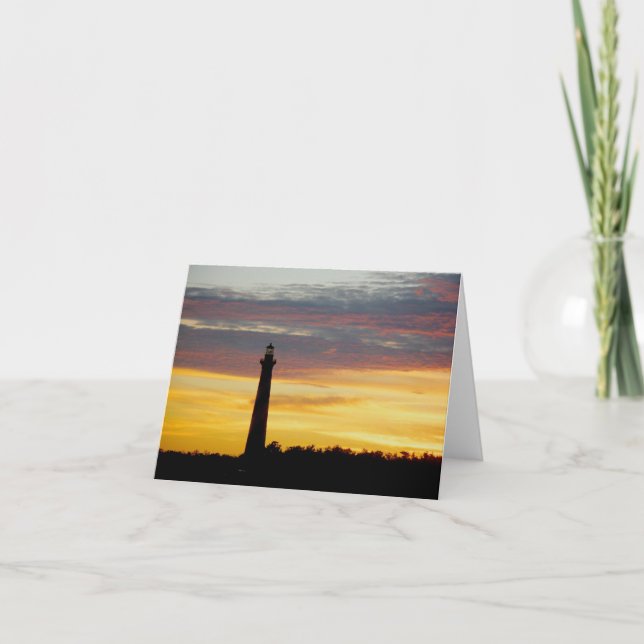 Faro de Cape Hatteras con tarjeta de nota al atard (Anverso)
