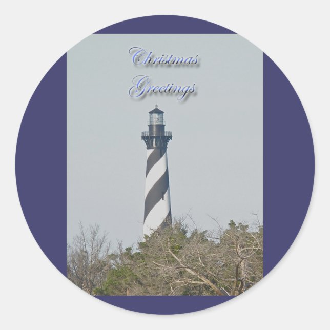Faro de Cape Hatteras Pegatinas navideñas (Anverso)