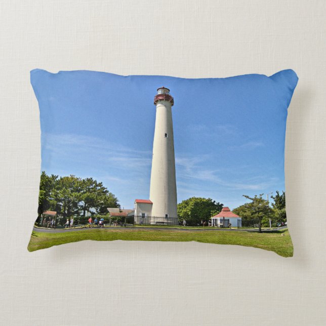 Faro de Cape May, almohada del acento de New (Reverso)