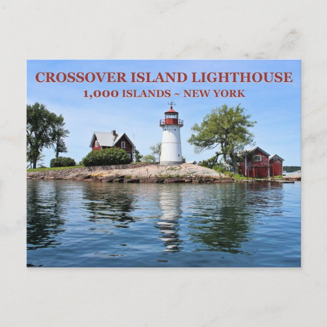 Faro de Crossover Island, postal de Nueva York (Anverso)