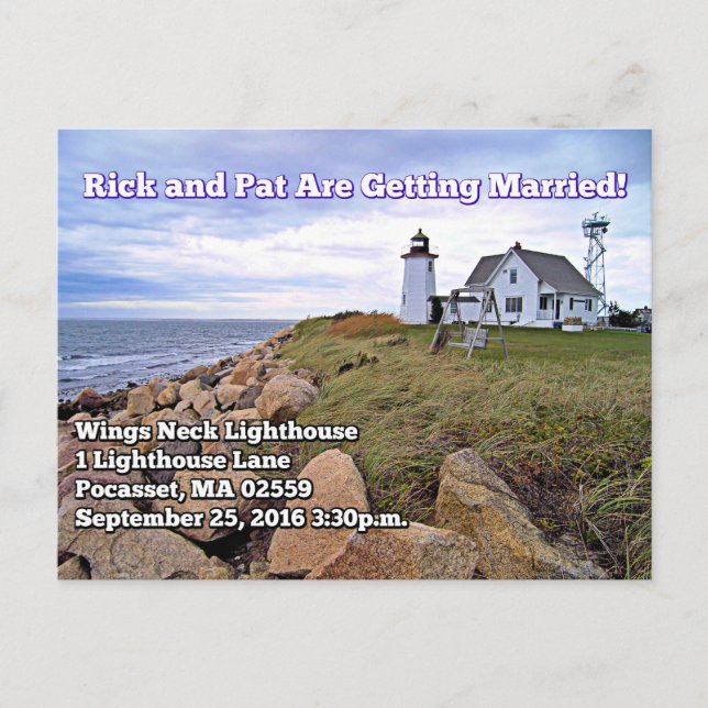 Faro de cuello de alas, postal de Massachusetts (Anverso)