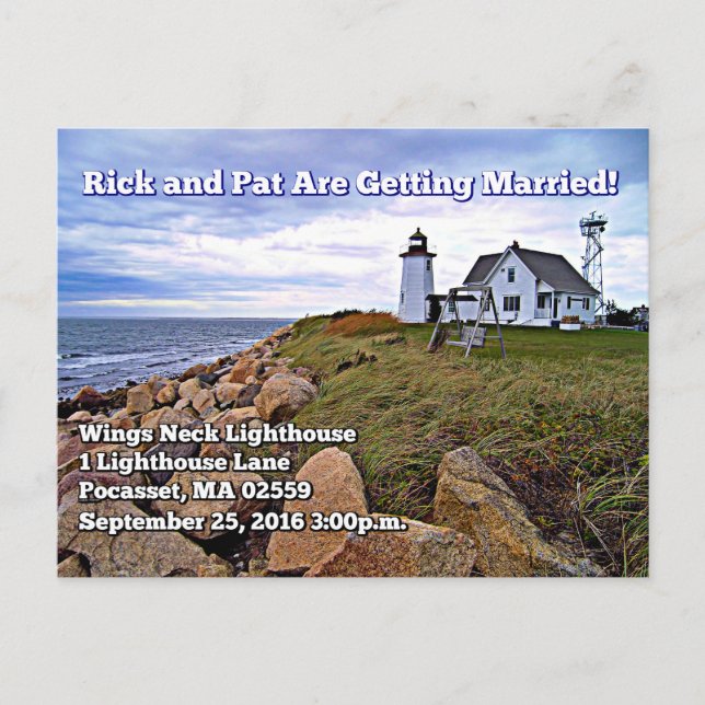 Faro de cuello de alas, postal de Massachusetts (Anverso)