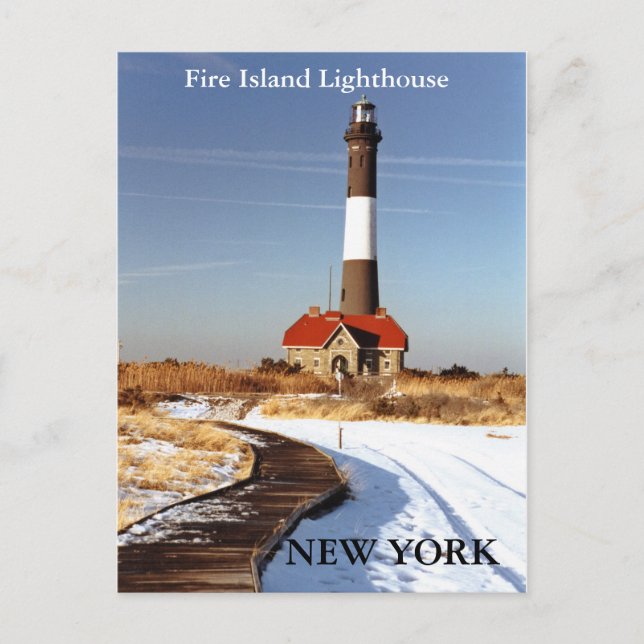 Faro de Fire Island, postal de Nueva York (Anverso)