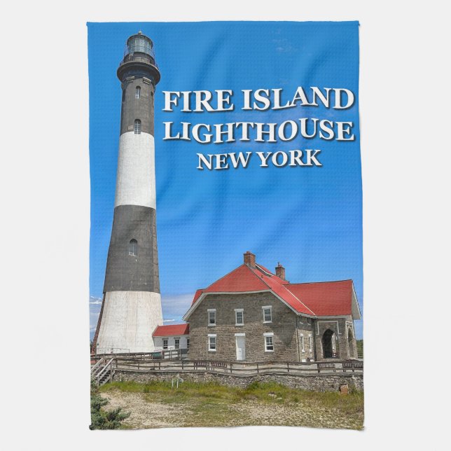 Faro de Fire Island, toalla de té de Nueva York (Vertical)