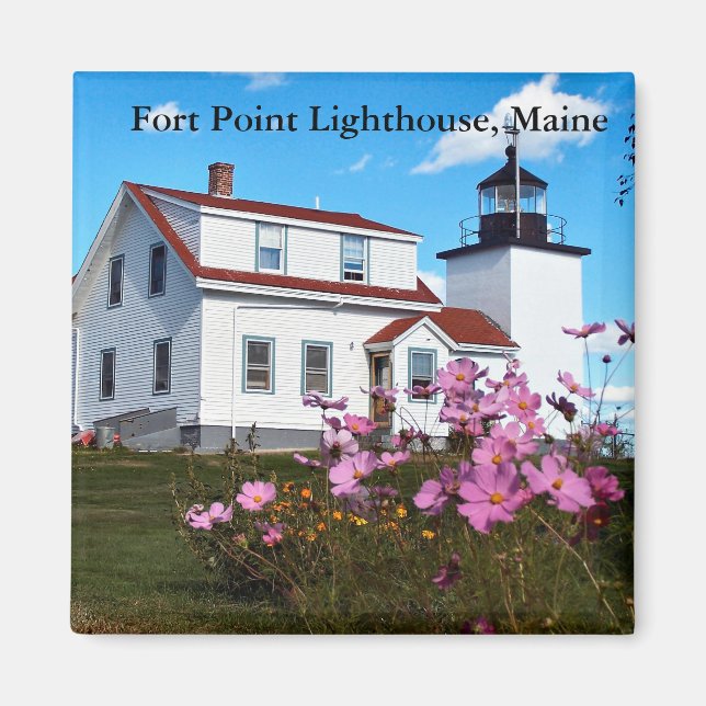 Faro de Fort Point, imán Maine (Frente)