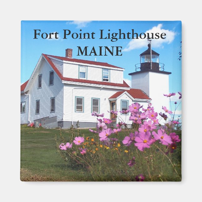 Faro de Fort Point, imán Maine (Frente)