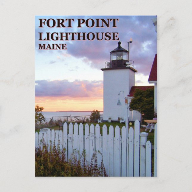 Faro de Fort Point, postal de Maine (Anverso)