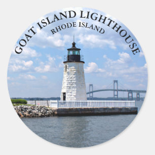 Faro de Goat Island Rhode Island Pegatinas redondo