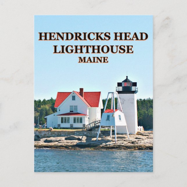 Faro de Hendricks Head, tarjeta postal Maine (Anverso)