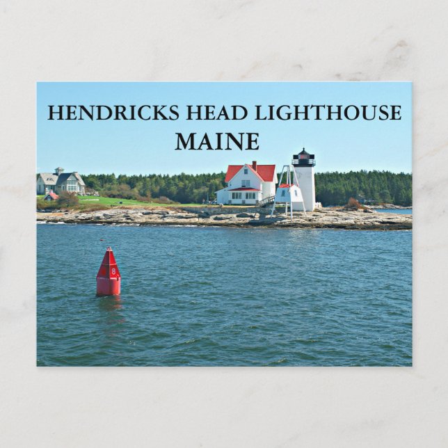 Faro de Hendricks Head, tarjeta postal Maine (Anverso)