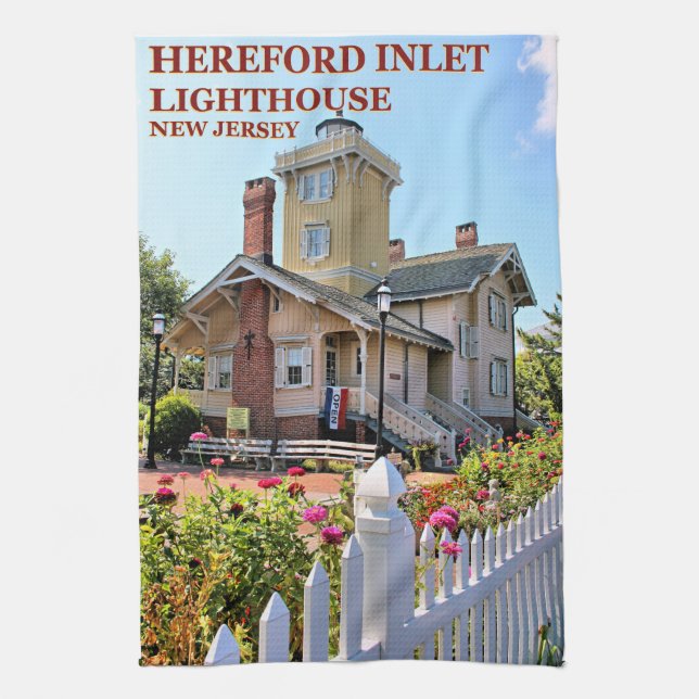 Faro de Hereford Inlet, Nueva Jersey Toalla de té (Vertical)