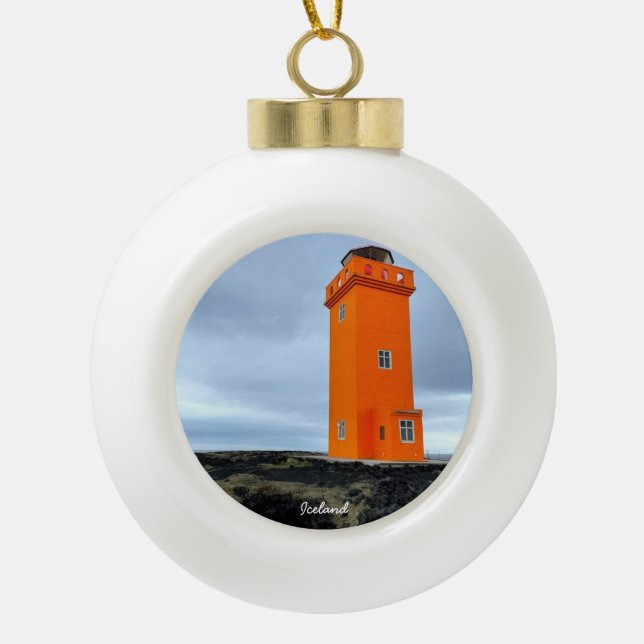 Faro de Islandia - adorno cerámico de Navidad (Anverso)