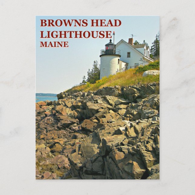 Faro de la cabeza de Browns, postal de Maine (Anverso)