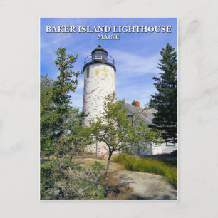 Faro de la isla Baker, Maine Tarjeta postal