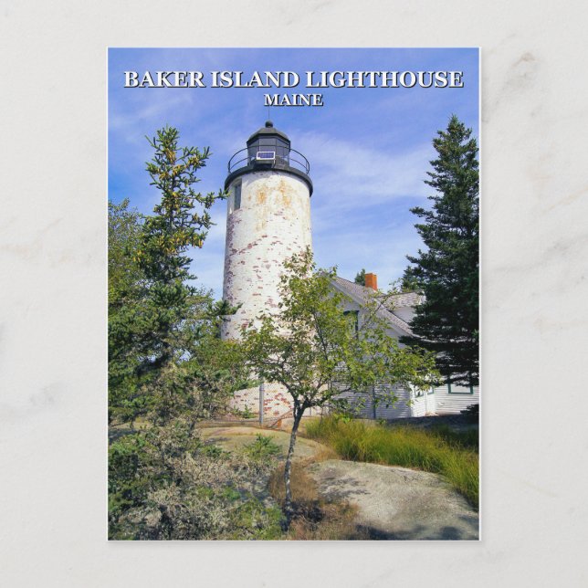 Faro de la isla Baker, Maine Tarjeta postal (Anverso)