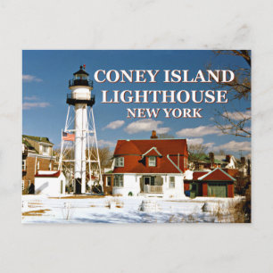 Faro de la isla Coney, postal de Nueva York