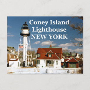 Faro de la isla Coney, postal de Nueva York